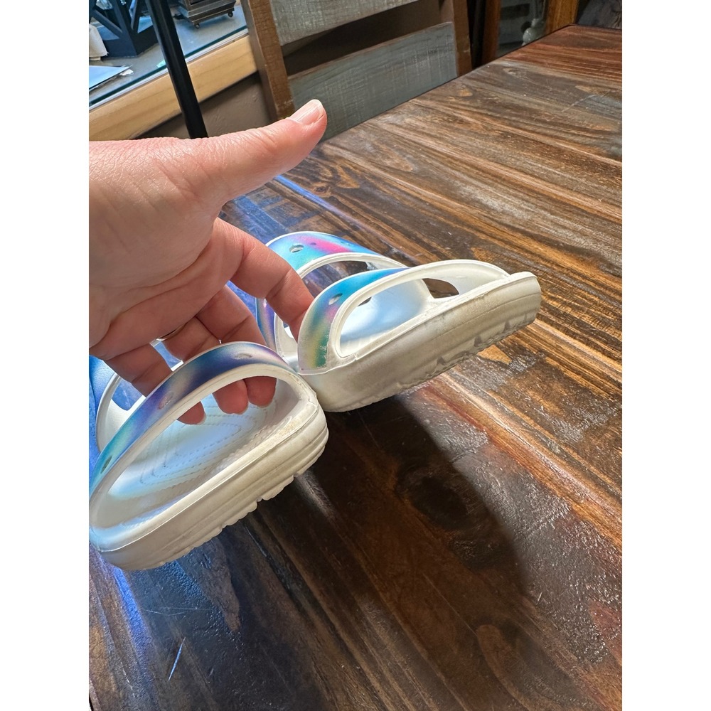 Crocs Classic Sandal White Multi Solarized Spray Two Strap Slide Men 7 Women 9 - Picture 9 of 10